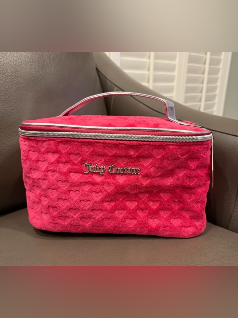 Juicy Couture Pink Quilted Heart Cosmetic Case
